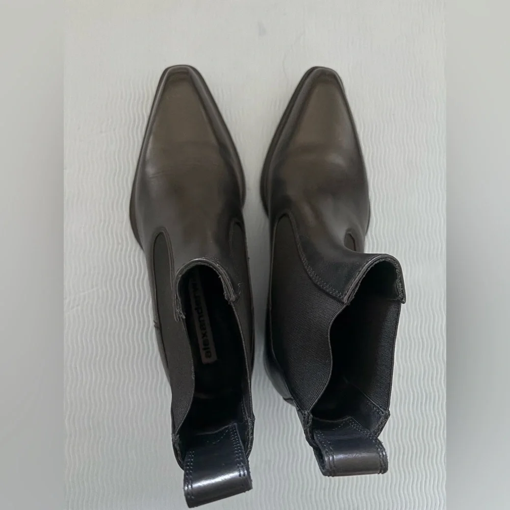 New Alexander Wang black slick 40 cowboy ankle boots in leather Sz36 MSRP:$650 - Picture 6 of 12